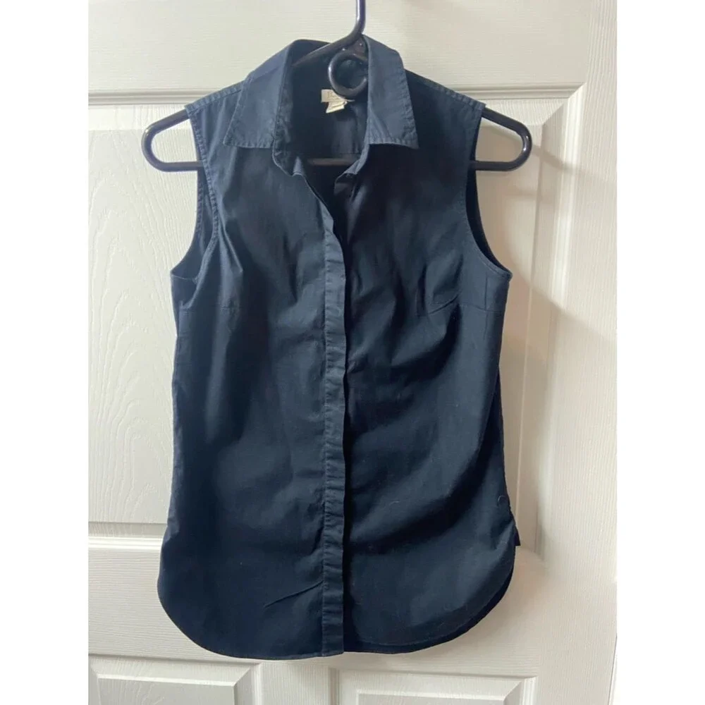 J. Crew Sleeveless Button-Down Shirt in Black